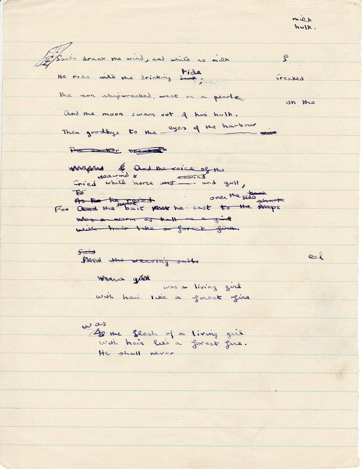 Detholiad o'r gerdd 'Ballad of the Long Legged Bait', 1940.