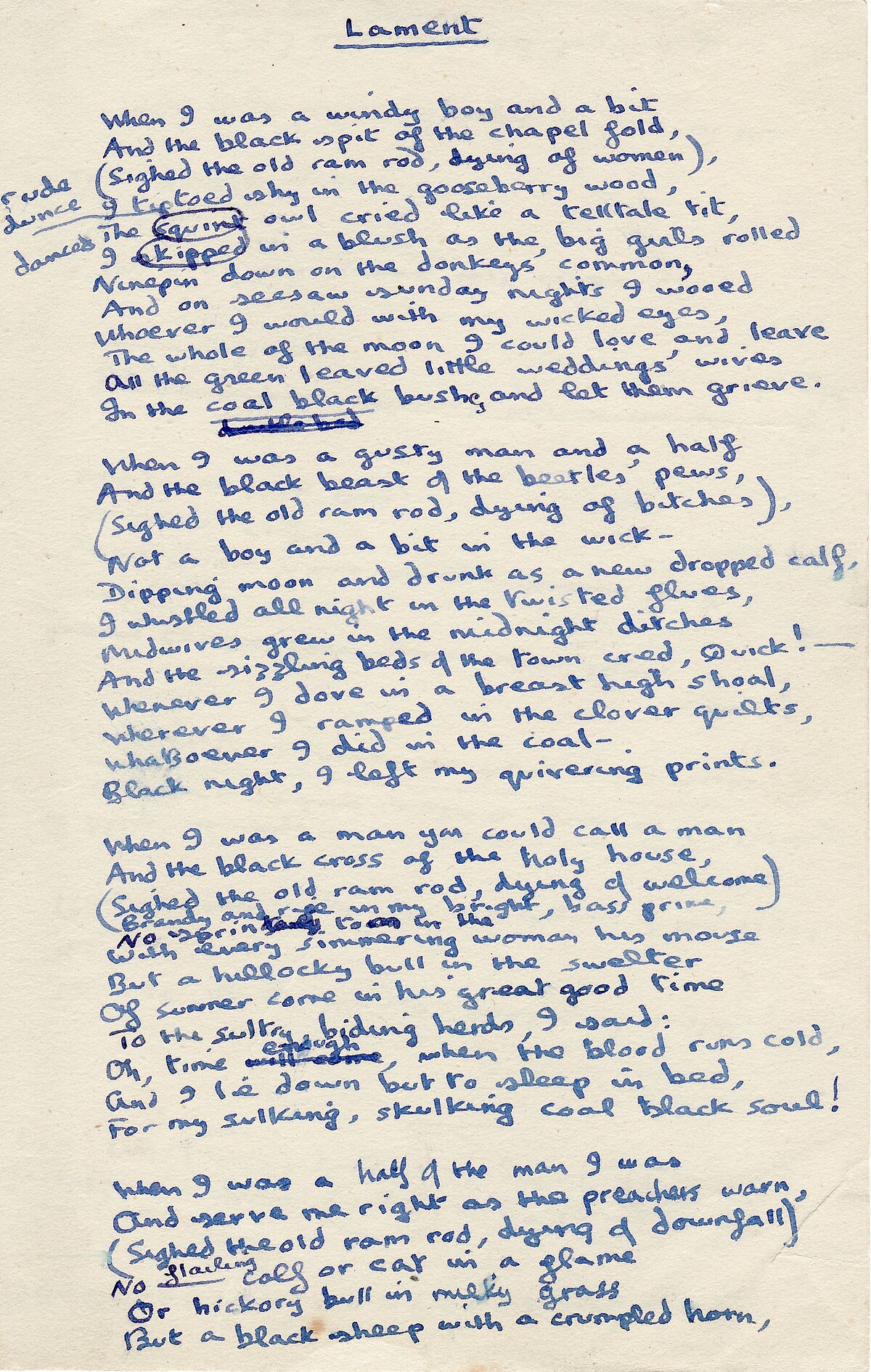 Detholiad o'r gerdd 'Lament'.