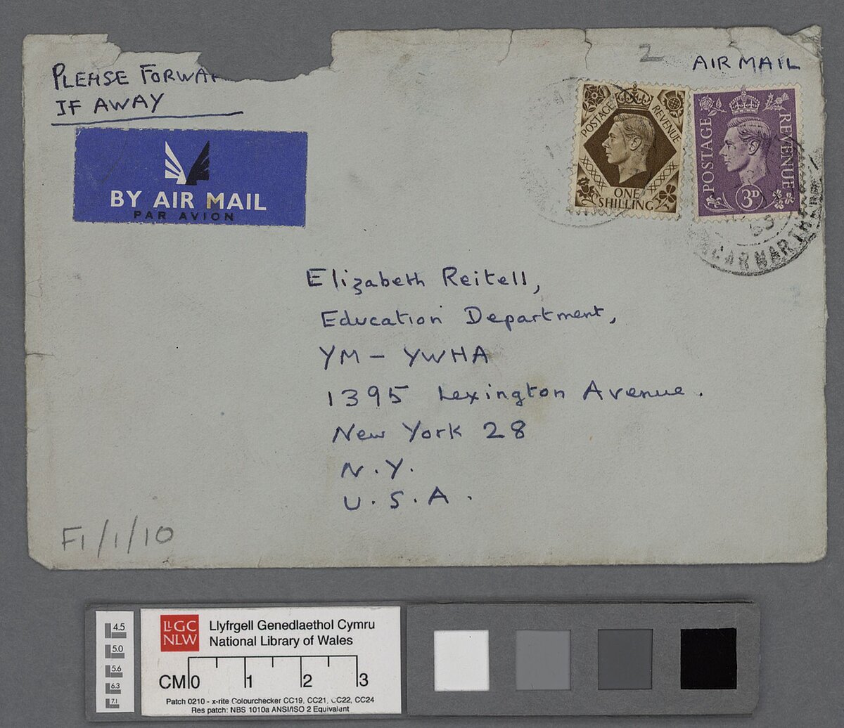 Amlen yn cynnwys llythyr, dyddiedig 15 Gorffennaf 1953, wedi'i gyfeirio at Elizabeth Reitell. Ynddo, mae Dylan yn cyfeirio at 'Under Milk Wood', materion ariannol, ac opera arfaethedig ar y cyd ag Ivor Stravinsky.