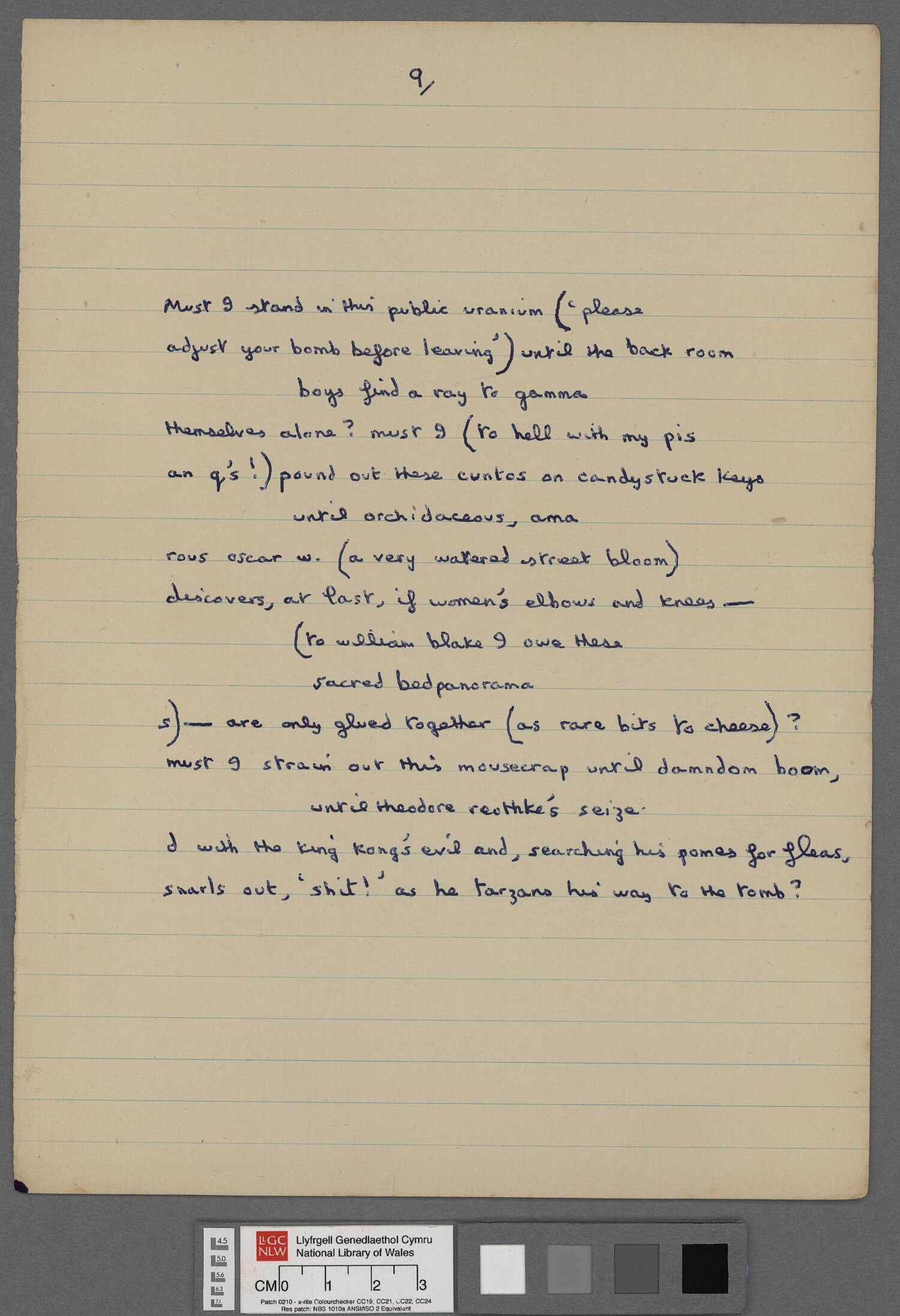 Drafft o 'Letter to Loren' (1951), sef llythyr gan Dylan Thomas wedi'i ysgrifennu ar fydr i'w ffrindiau Lloyd Frankenberg a Loren MacIver wedi iddo dychwelyd i Dalacharn yn dilyn ei daith gyntaf yn America. Ymddengys mae drafft terfynol yw'r llawysgrif hwn, gydag ychydig newidiadau.