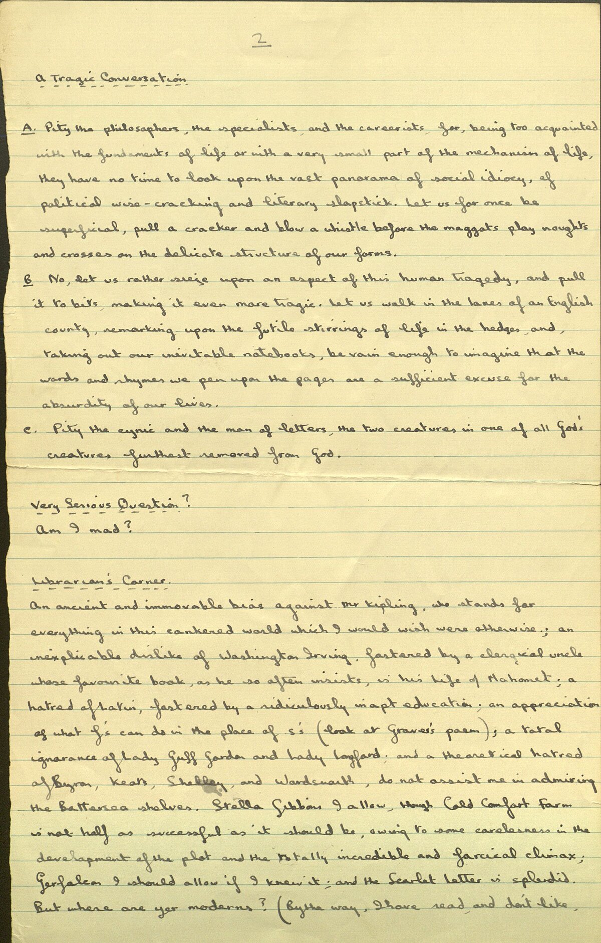 Detholiad o lythyr anfonodd Dylan Thomas at Pamela Hansford Johnson, 25 Rhagfyr 1933.