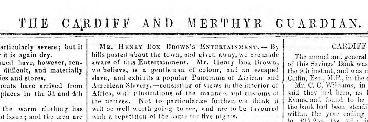 Cardiff and Merthyr Gazette 12/01/1855