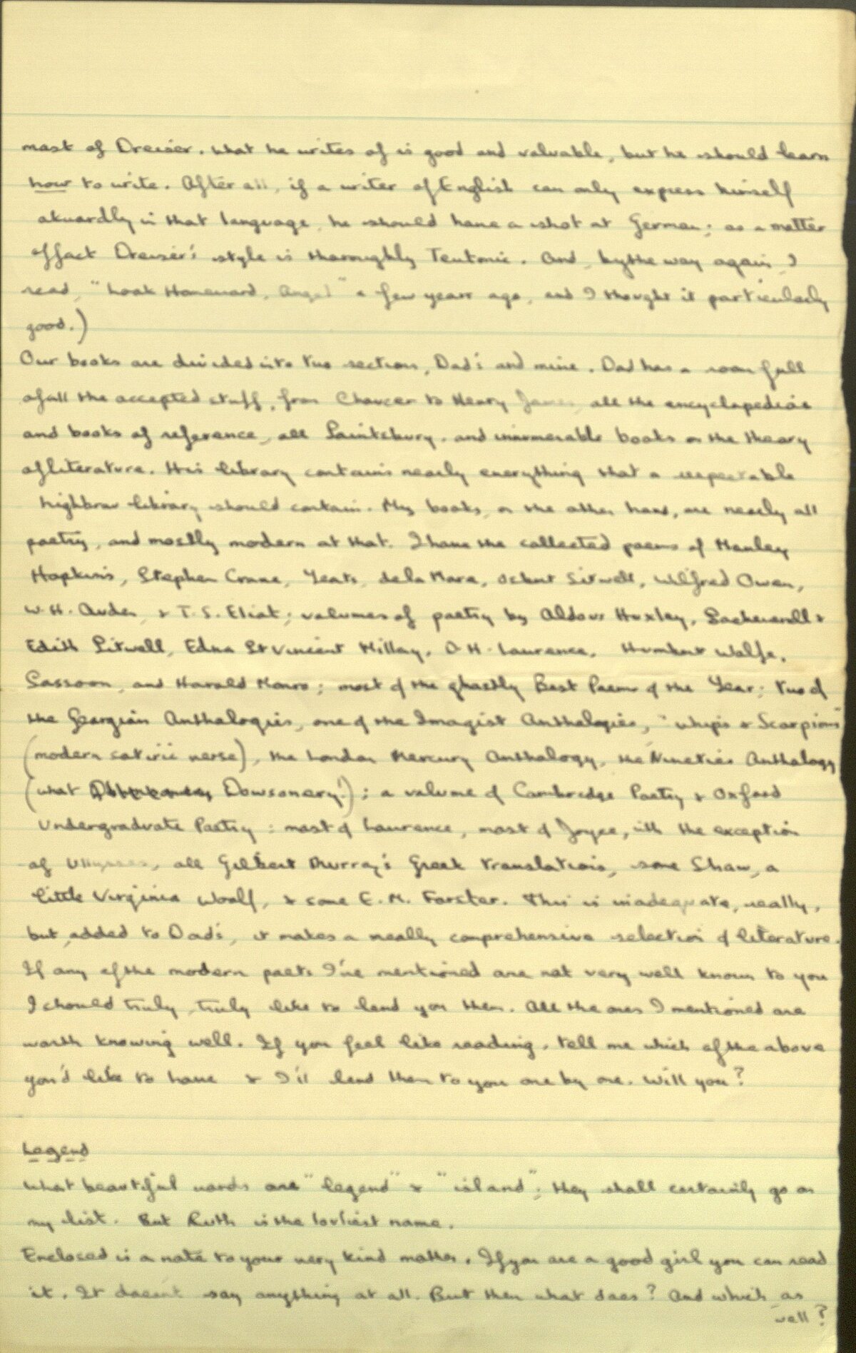 Detholiad o lythyr anfonodd Dylan Thomas at Pamela Hansford Johnson, 25 Rhagfyr 1933.