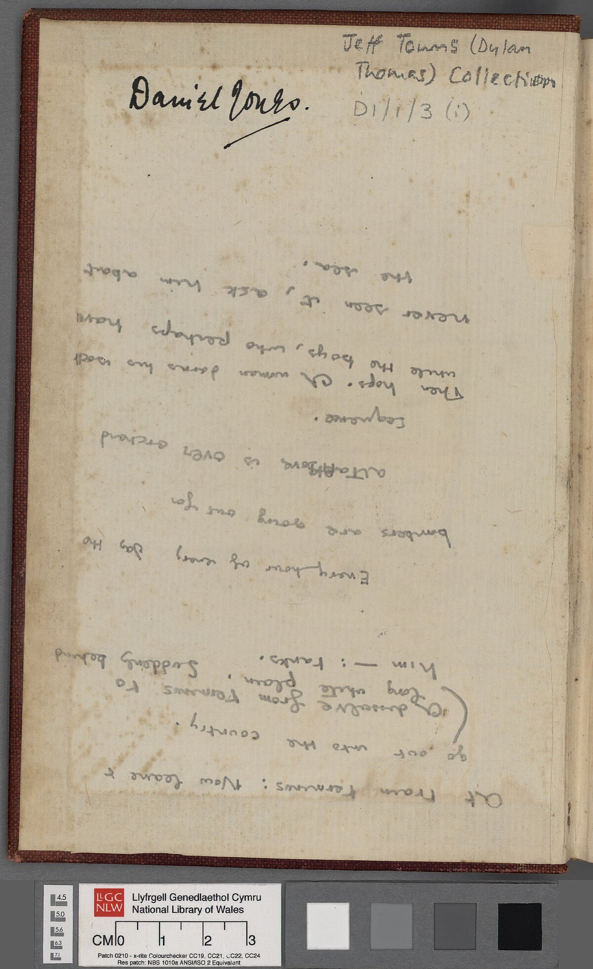 Drafft o ran o'r sgript ar gyfer y ffilm bropaganda, 'Our Country'.