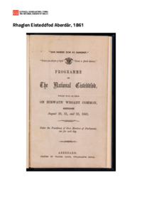 Rhaglen Eisteddfod Genedlaethol 1861