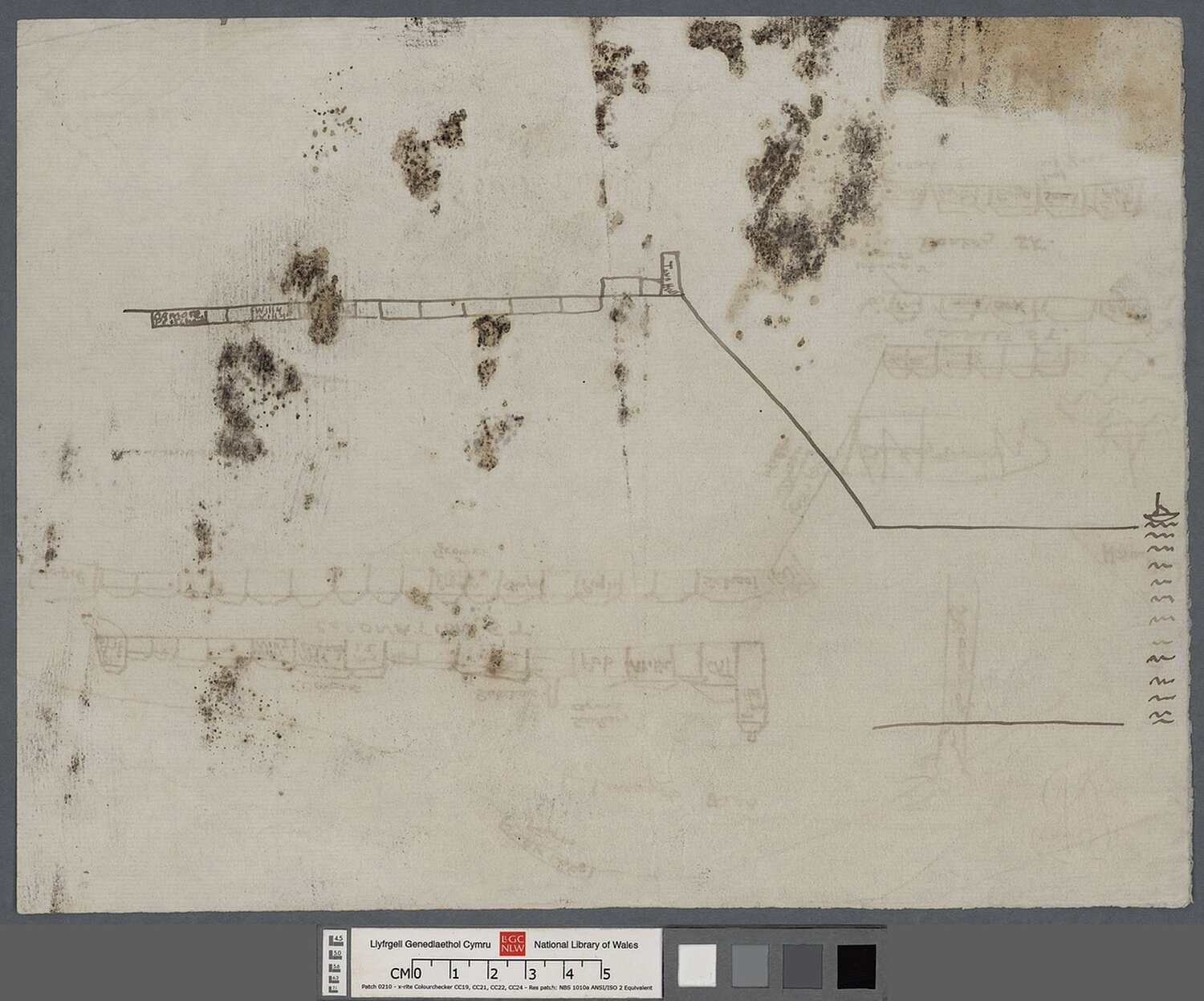 Map braslun o'r pentref dychmygol, Llareggub, a dynnwyd gan Dylan Thomas wrth gyfansoddi ei ddrama i leisiau Under Milk Wood.