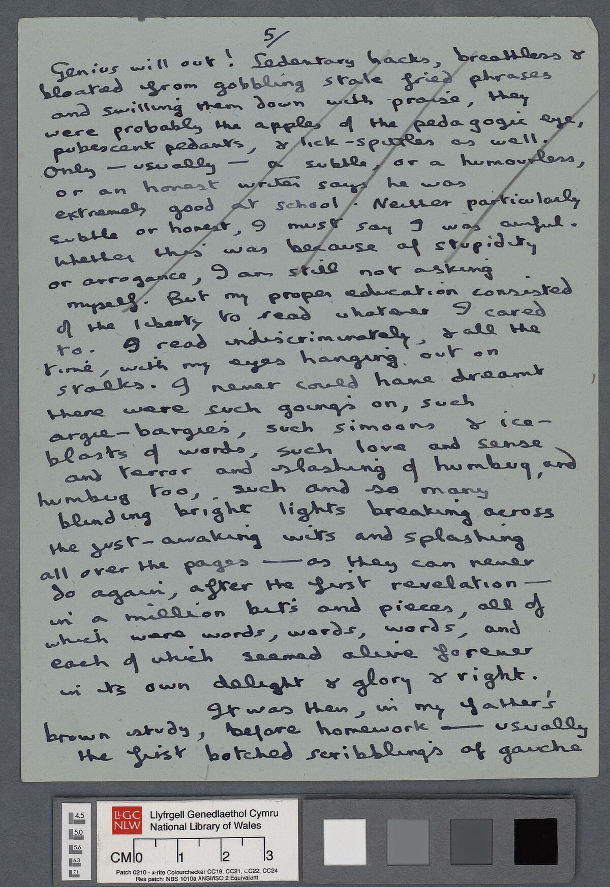 Pumed tudalen drafft, yn cynnwys nifer o newidiadau, o gyflwyniad i ddarlleniad barddoniaeth gan Dylan Thomas.