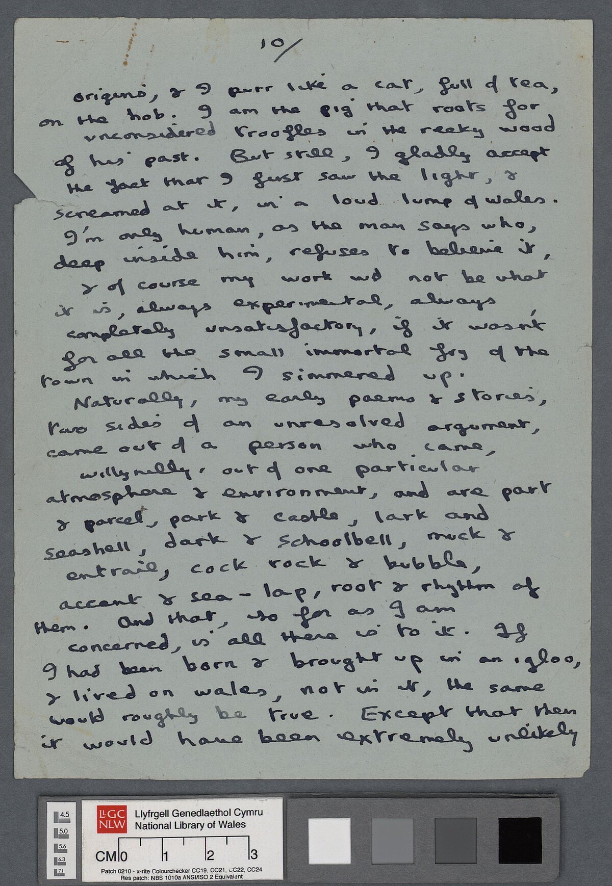 Degfed tudalen drafft, yn cynnwys nifer o newidiadau, o gyflwyniad i ddarlleniad barddoniaeth gan Dylan Thomas.