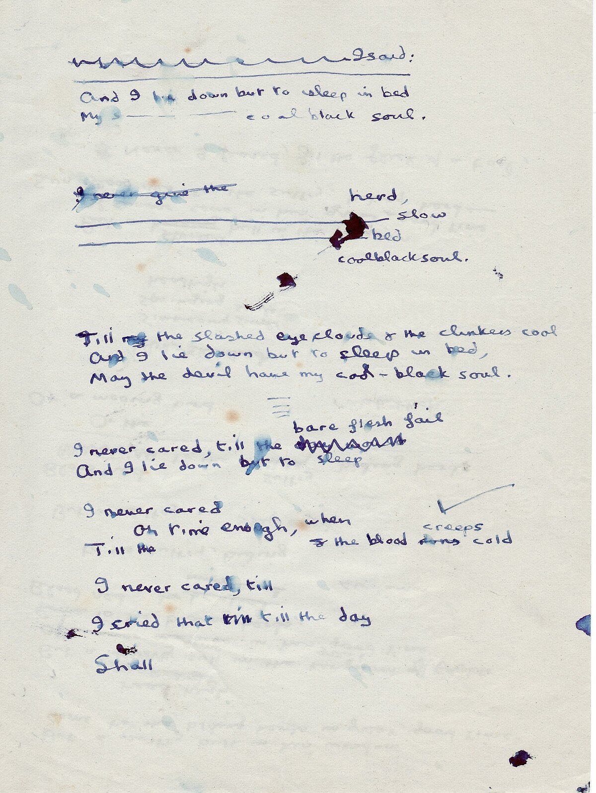Detholiad o'r gerdd 'Lament'.
