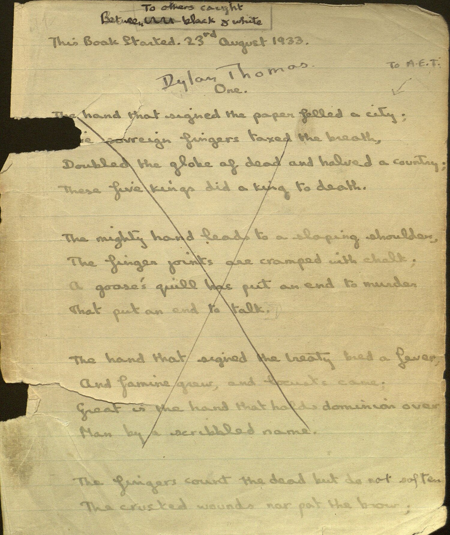 Tudalen gyntaf Llyfr Nodiadau 1934.