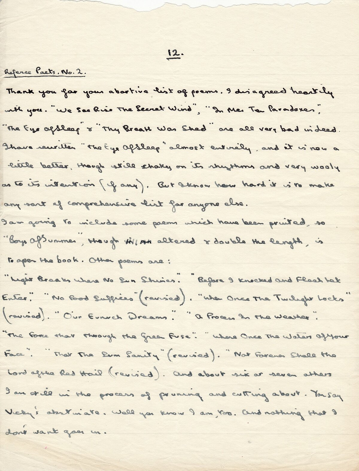 Detholiad o lythyr anfonodd Dylan Thomas at Pamela Hansford Johnson, 2 Mai 1934.
