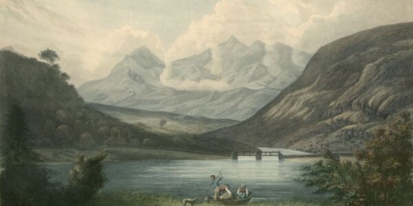 Darlun yn edrych draw at Yr Wyddfa