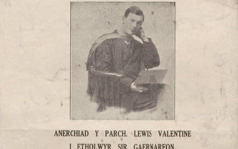 Tudalen flaen anerchiad etholiadol a draddodwyd gan Lewis Valentine, 1929