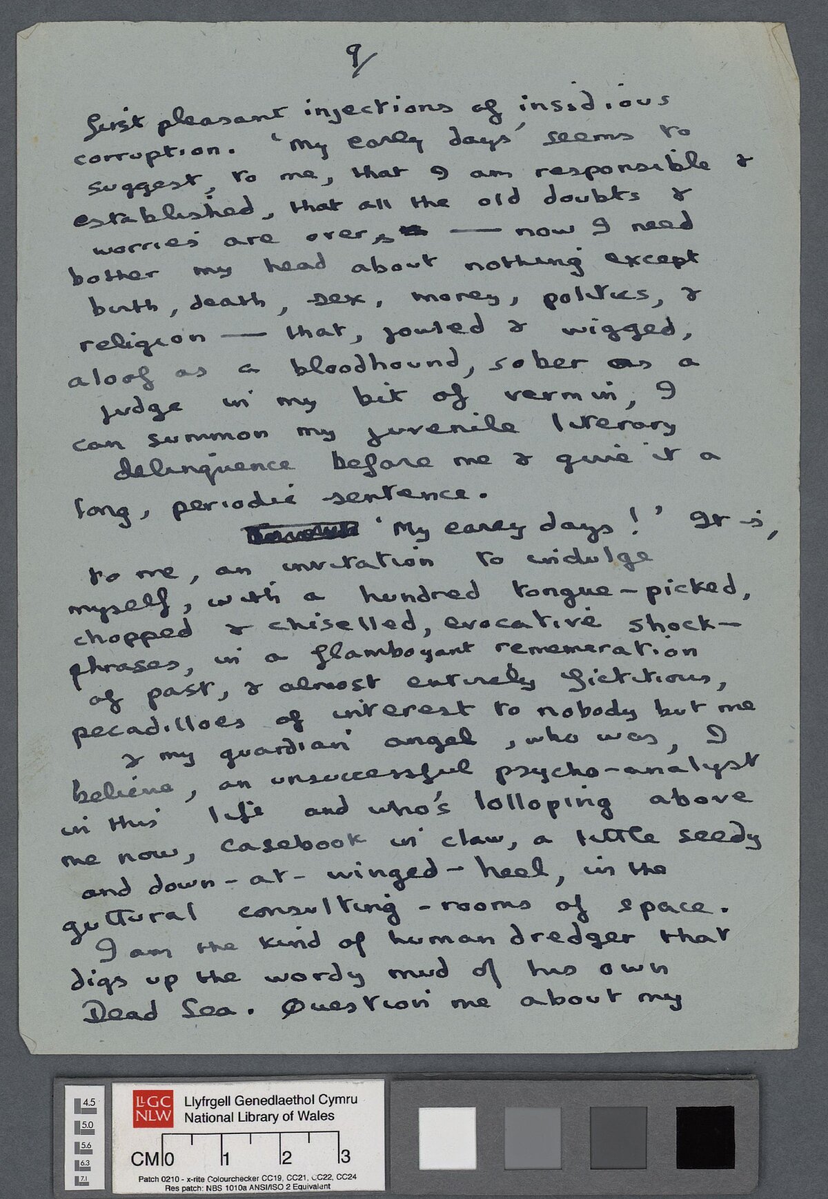Nawfed tudalen drafft, yn cynnwys nifer o newidiadau, o gyflwyniad i ddarlleniad barddoniaeth gan Dylan Thomas.