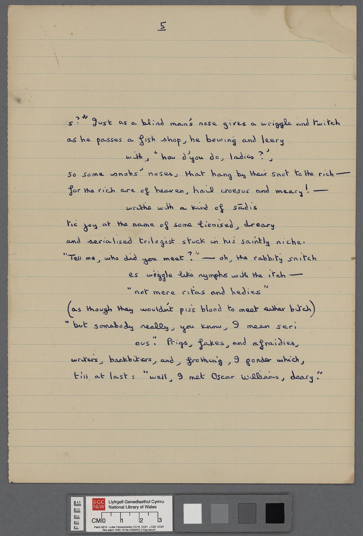 Drafft o 'Letter to Loren' (1951), sef llythyr gan Dylan Thomas wedi'i ysgrifennu ar fydr i'w ffrindiau Lloyd Frankenberg a Loren MacIver wedi iddo dychwelyd i Dalacharn yn dilyn ei daith gyntaf yn America. Ymddengys mae drafft terfynol yw'r llawysgrif hwn, gydag ychydig newidiadau.