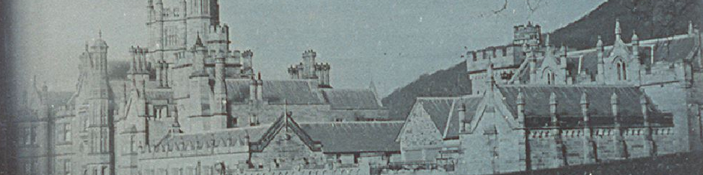 Daguerreotype o Gastell Margam a dynnwyd gan y Parch. Calvert Richard Jones ar 9fed Mawrth 1841.