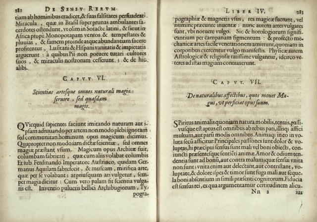 Pennodau 6 a 7 o'r bedwaredd llyfr o 'De sensu rerum et magia' gan Tommaso Campanella. Mae'r pennodau yn trafod y berthynas rhwng gwyddoniaeth a hyd a lledrith, a hoff bethau'r consurwr yn ei waith cc