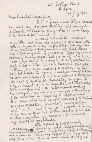 Llythyr Mary Silyn Roberts, tudalen 1. (ha)