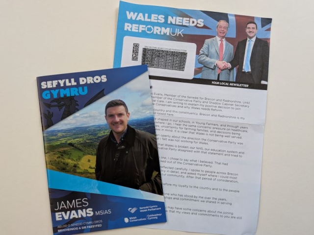 Deunydd ymgyrch etholiadol ar gyfer y Ceidwadwyr Cymreig a Reform UK, Brycheiniog a Sir Faesyfed, 2026 h