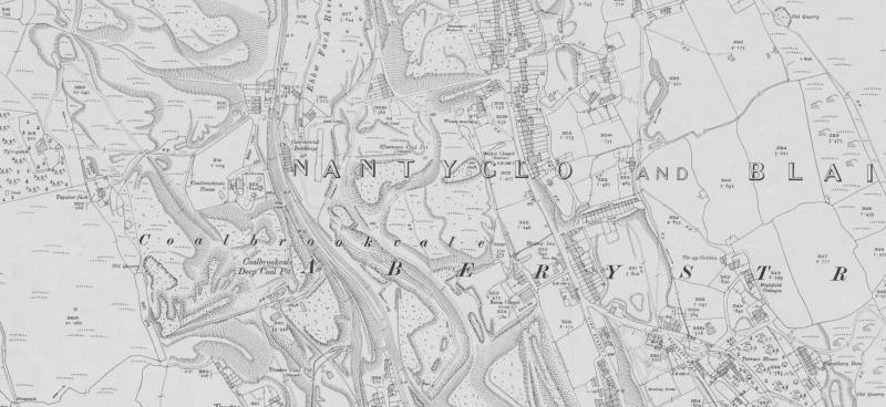 manylyn o fap OS 25" o Sir Fynwy yn dangos Pwll Glo Dwfn Coalbrookvale