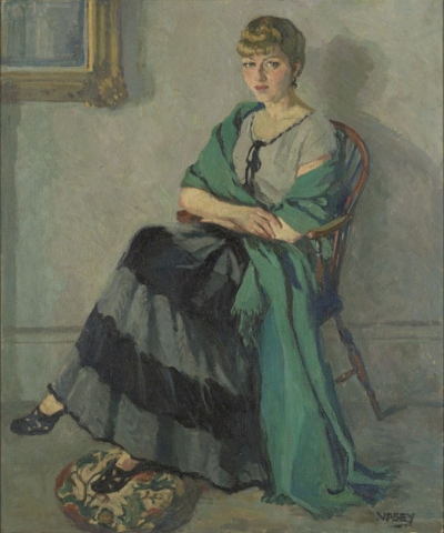 Gladys Vasey, Woman with a Green Robe, c.1970, Ystad yr Artist / Artist’s Estate h